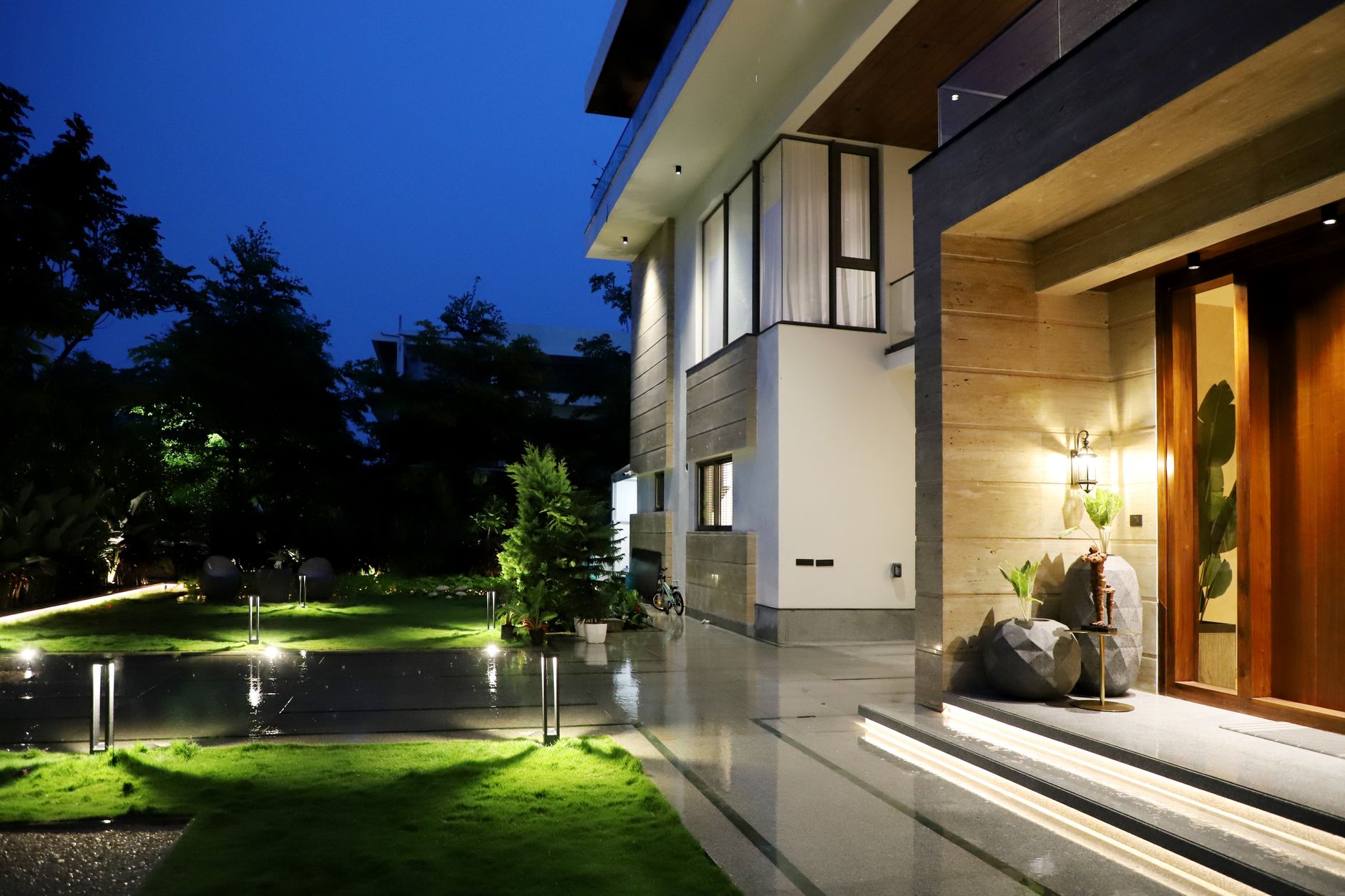 The Residence modern villa with sleek architecture, spacious living area and panoramic garden view