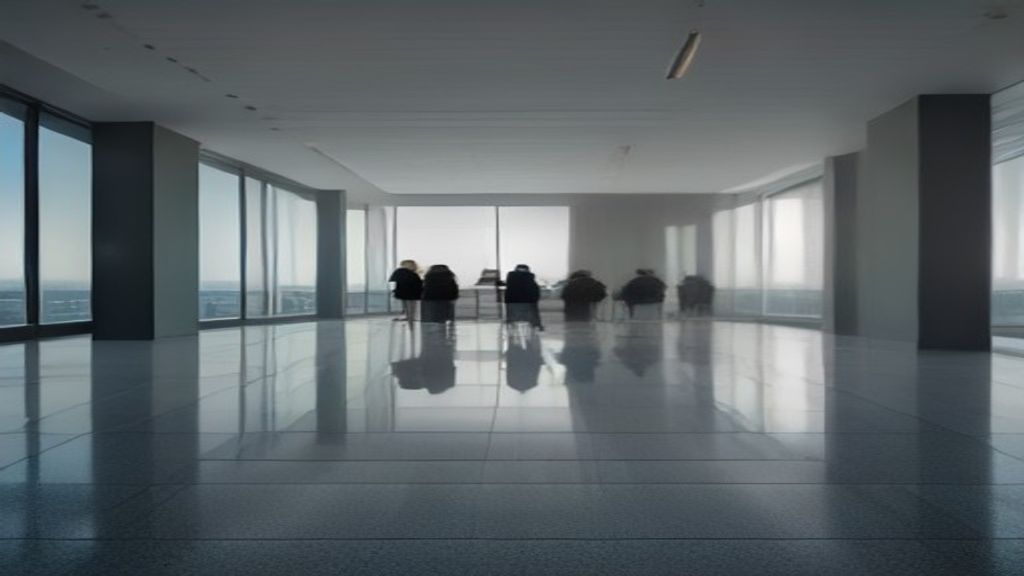 Spacious modern commercial office space available for rent with large windows and flexible layout.