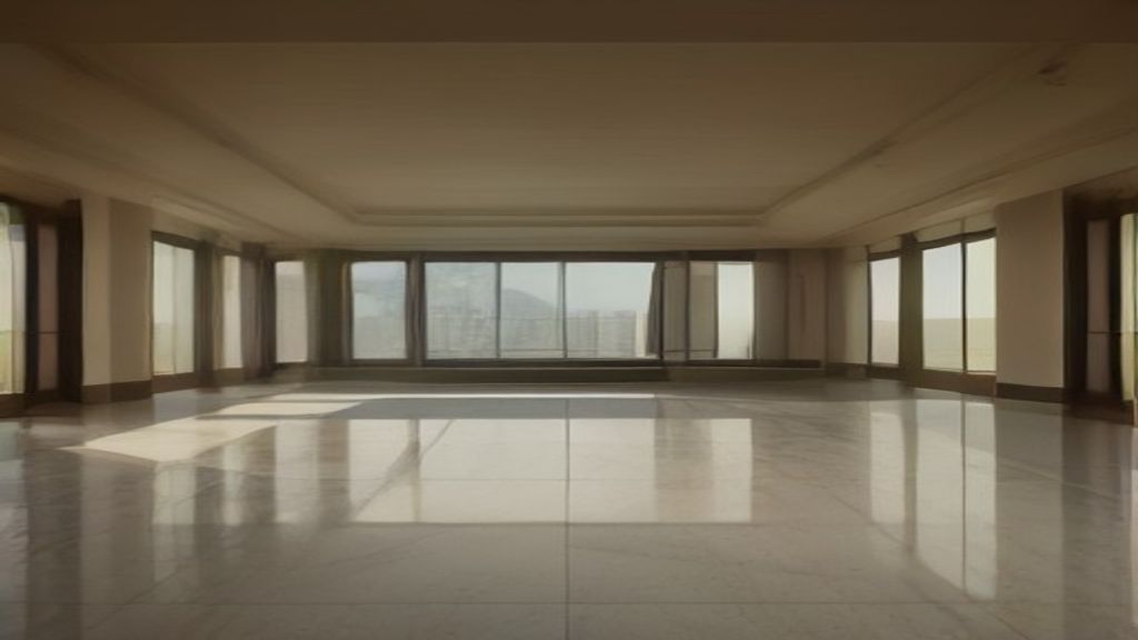Elegant luxury mansion with grand entrance, marble columns, and panoramic garden view, available for sale.